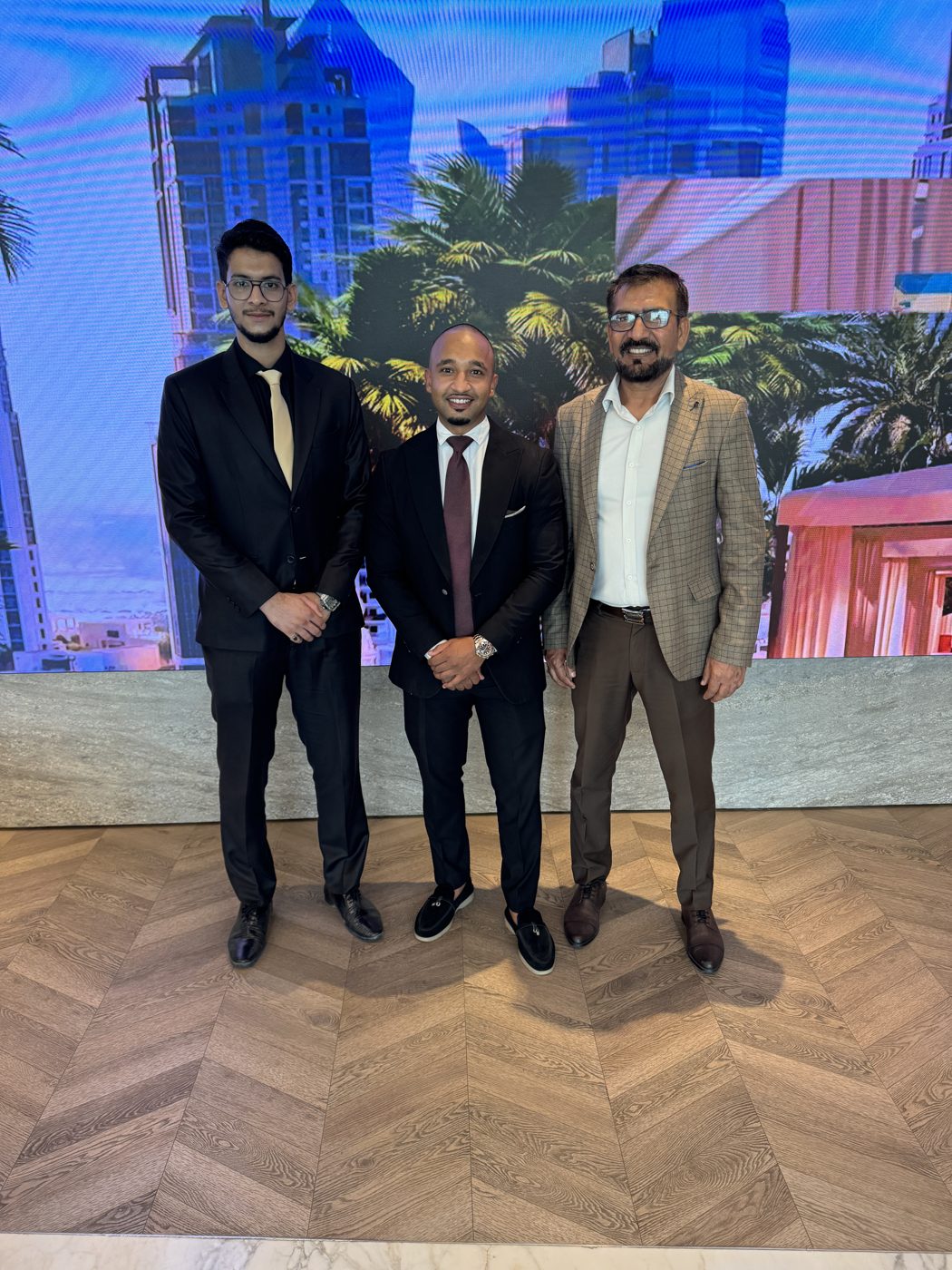 With colleagues at an industry brunch